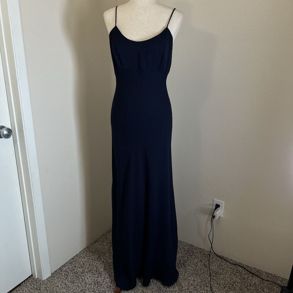 Hampton Nites Vintage Y2k navy spaghetti strap gown Maxi Dress
